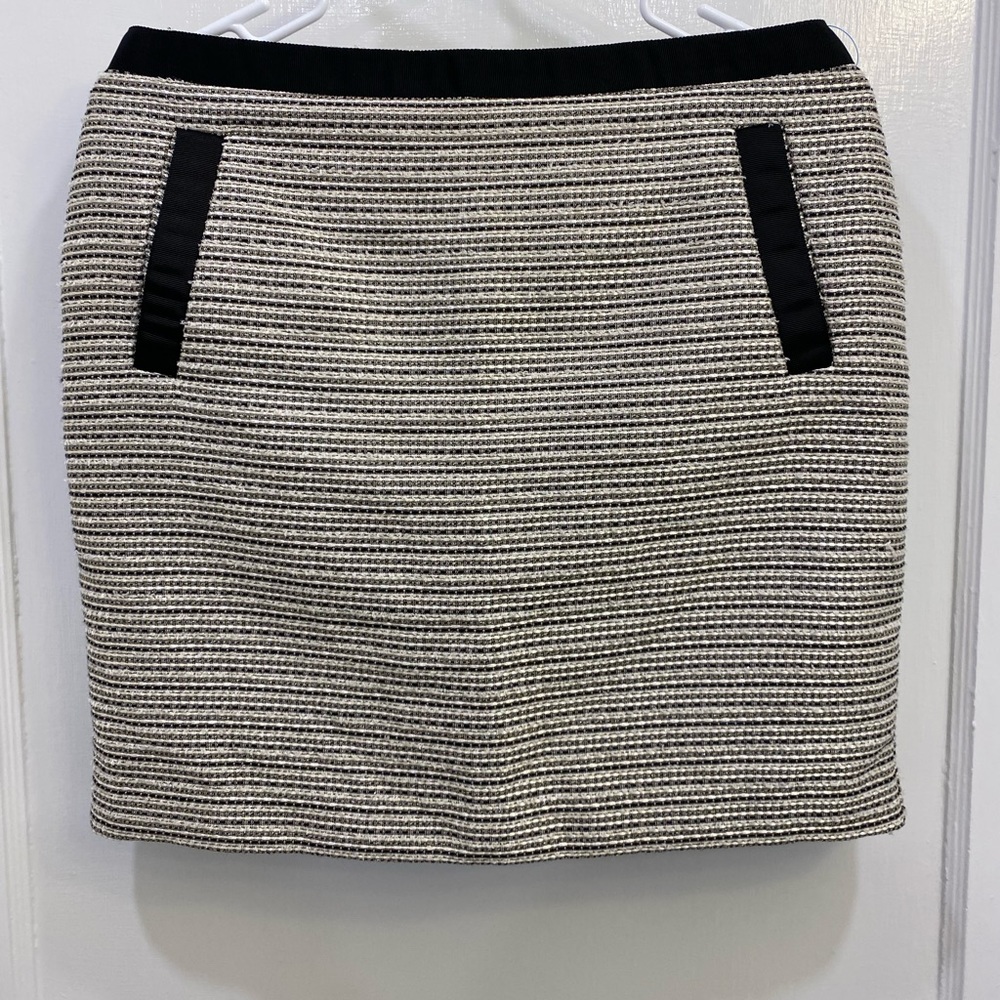 Ann Taylor Loft black and white strip skirt